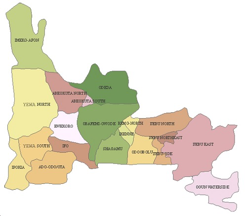 Map of Ogun State’s 20 local government areas